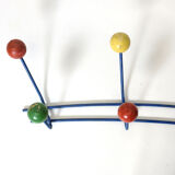 Multicolored coat rack in wood and metal