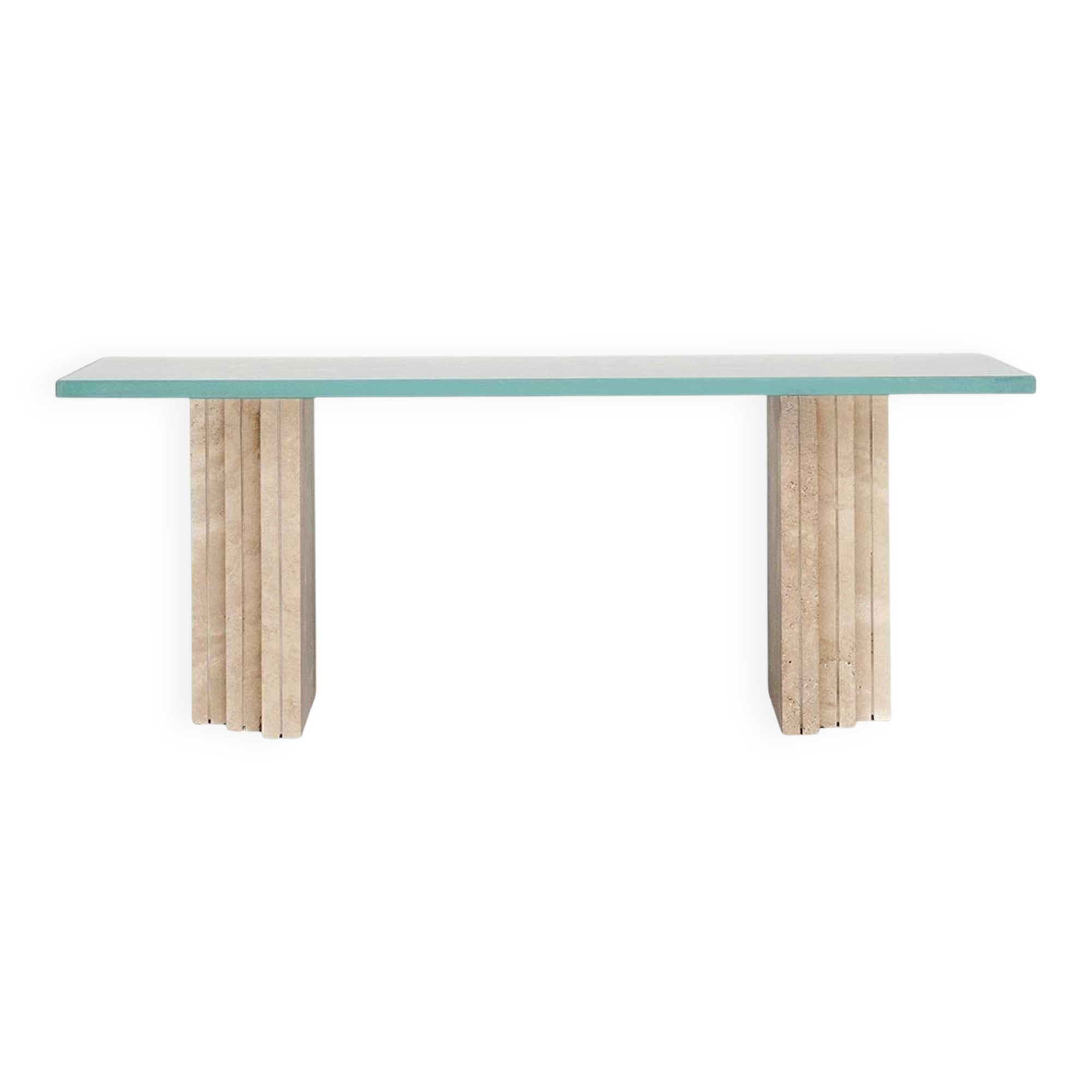 Travertine - Glass coffee table 'BRUT'