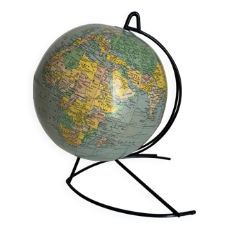 Globe vintage 1960 terrestre Girard Barrère mappemonde - 23 cm