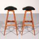Design bar stool in wood and black leather by Erik Buch 1960