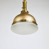 Art Nouveau pendant lamp in brass and glass from the 1920s, ceiling light, Jena, Germany.