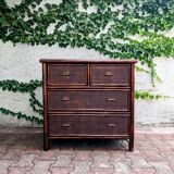 Vintage rattan chest of drawers
