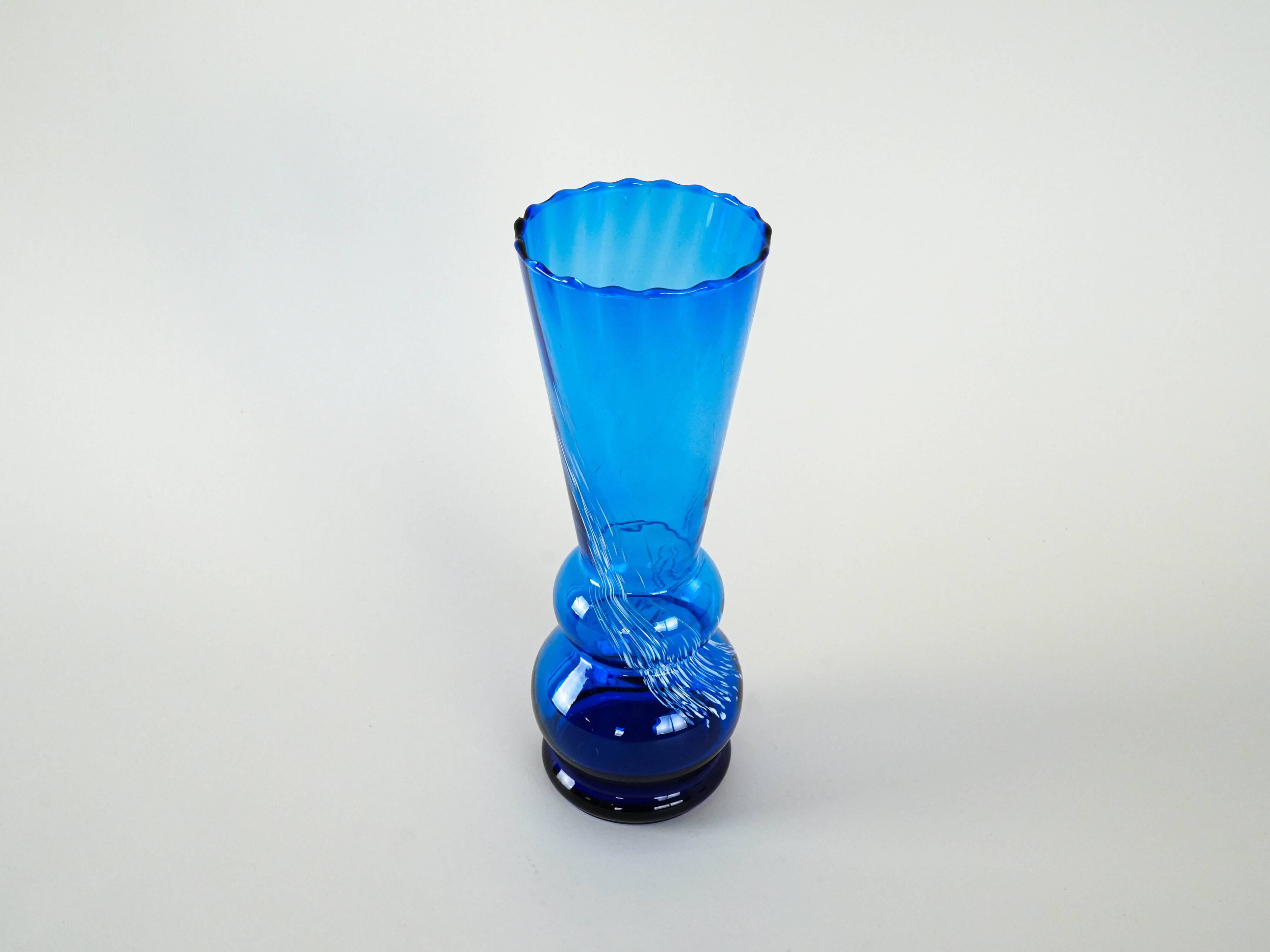 Blue glass vase, Danish design, 1960s, made in Denmark