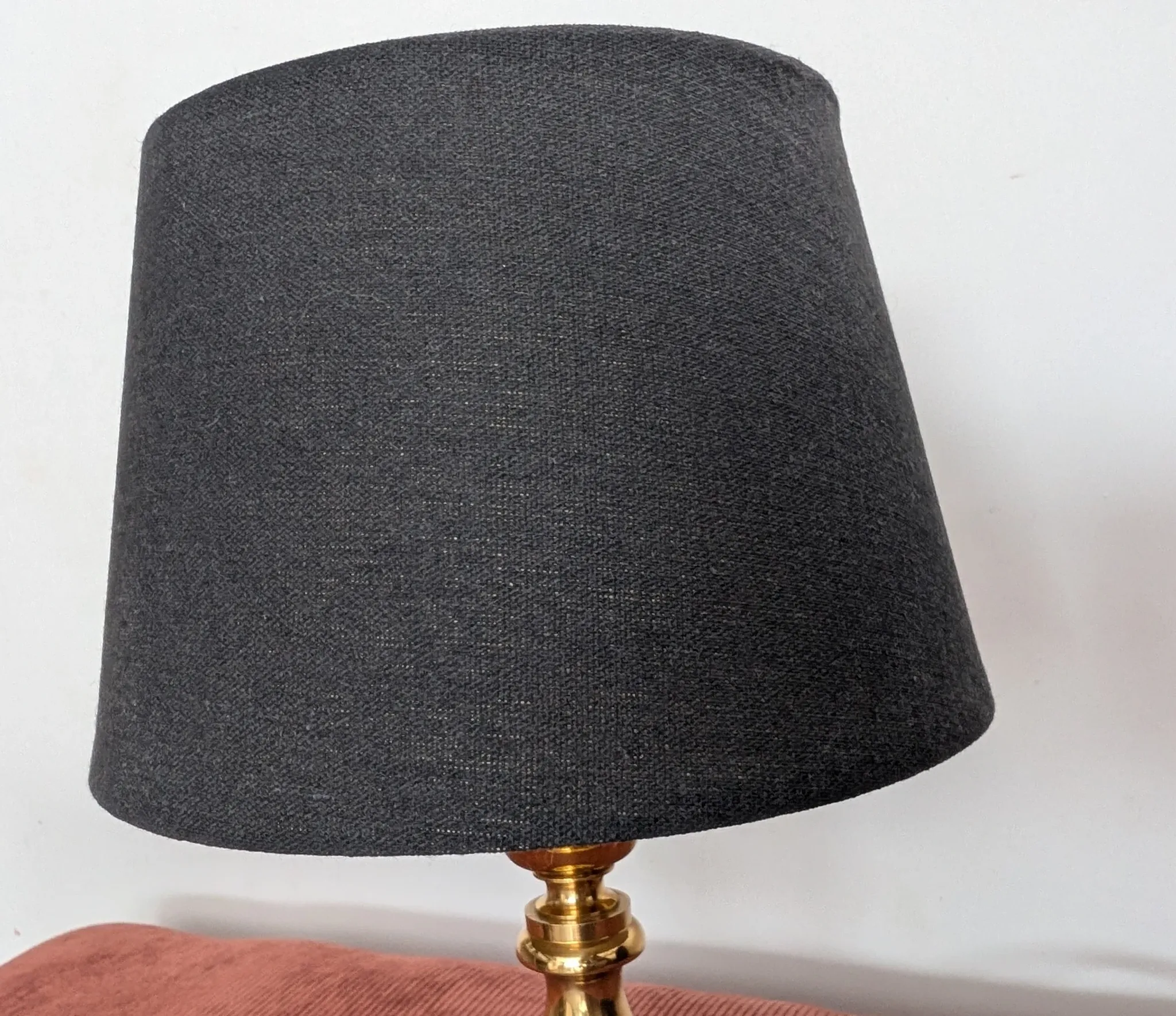 Brass lamp with black fabric shade