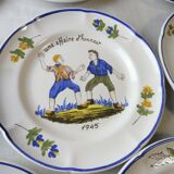 Lot of old plates, Decoration Rouen / peasant, St Clement PD