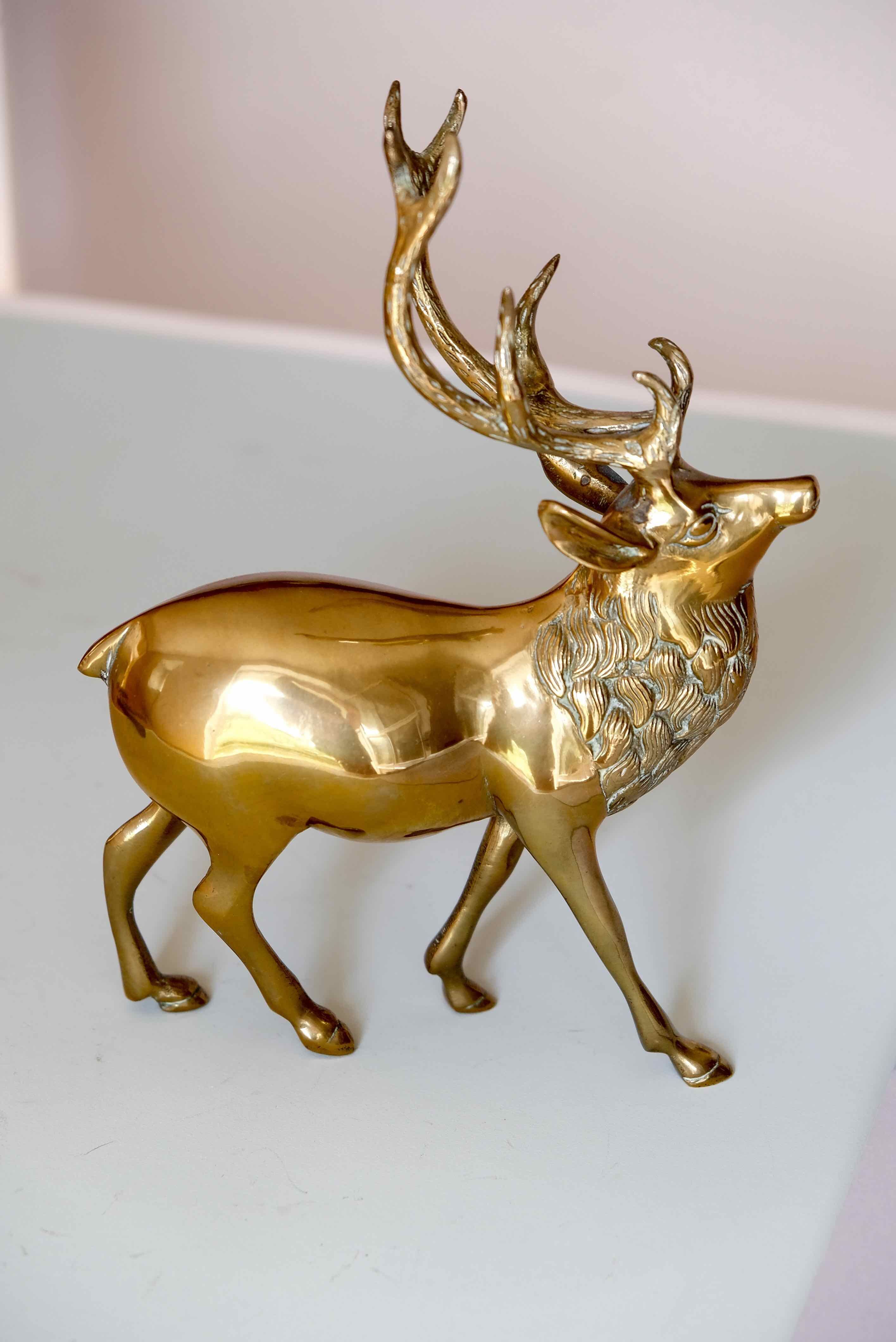 Vintage solid brass stag from the 1950s