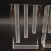 Duo Vase Bloc Résine Lucite Triple Cheminée Plexiglas Design Postmoderne