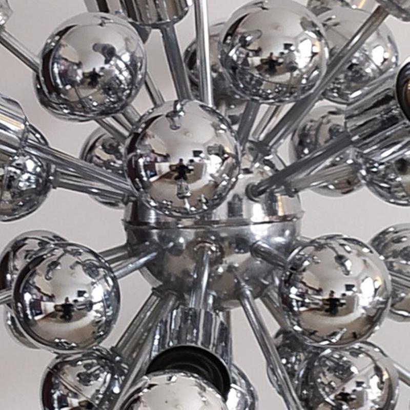 Chandelier sputnik by goffredo reggiani in chrome, made in italy 1970