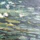 Original oil painting of a landscape with a pond and water lilies by Albert Morhain, 1930.