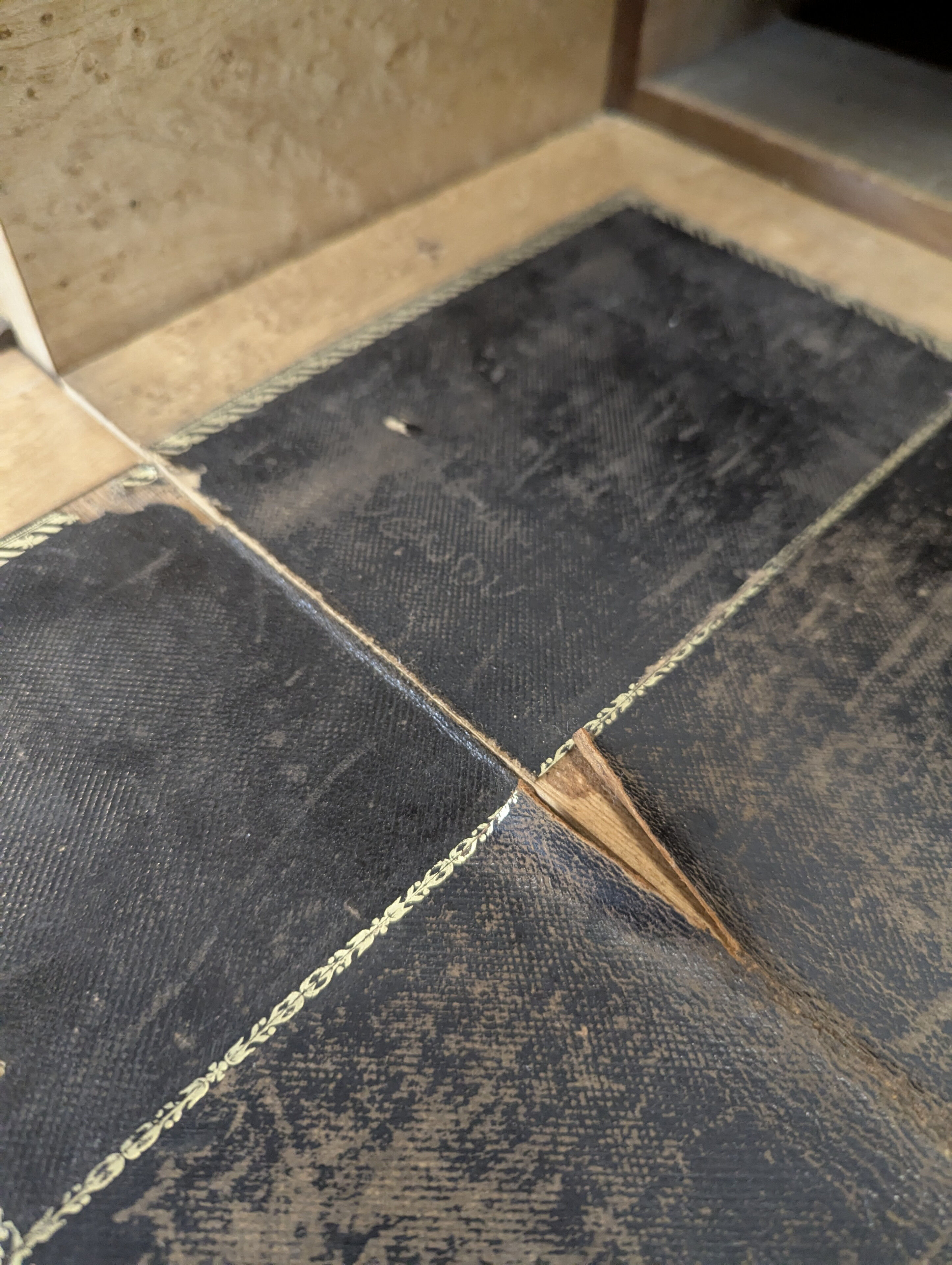 Elm burl and rosewood secretary chest of drawers