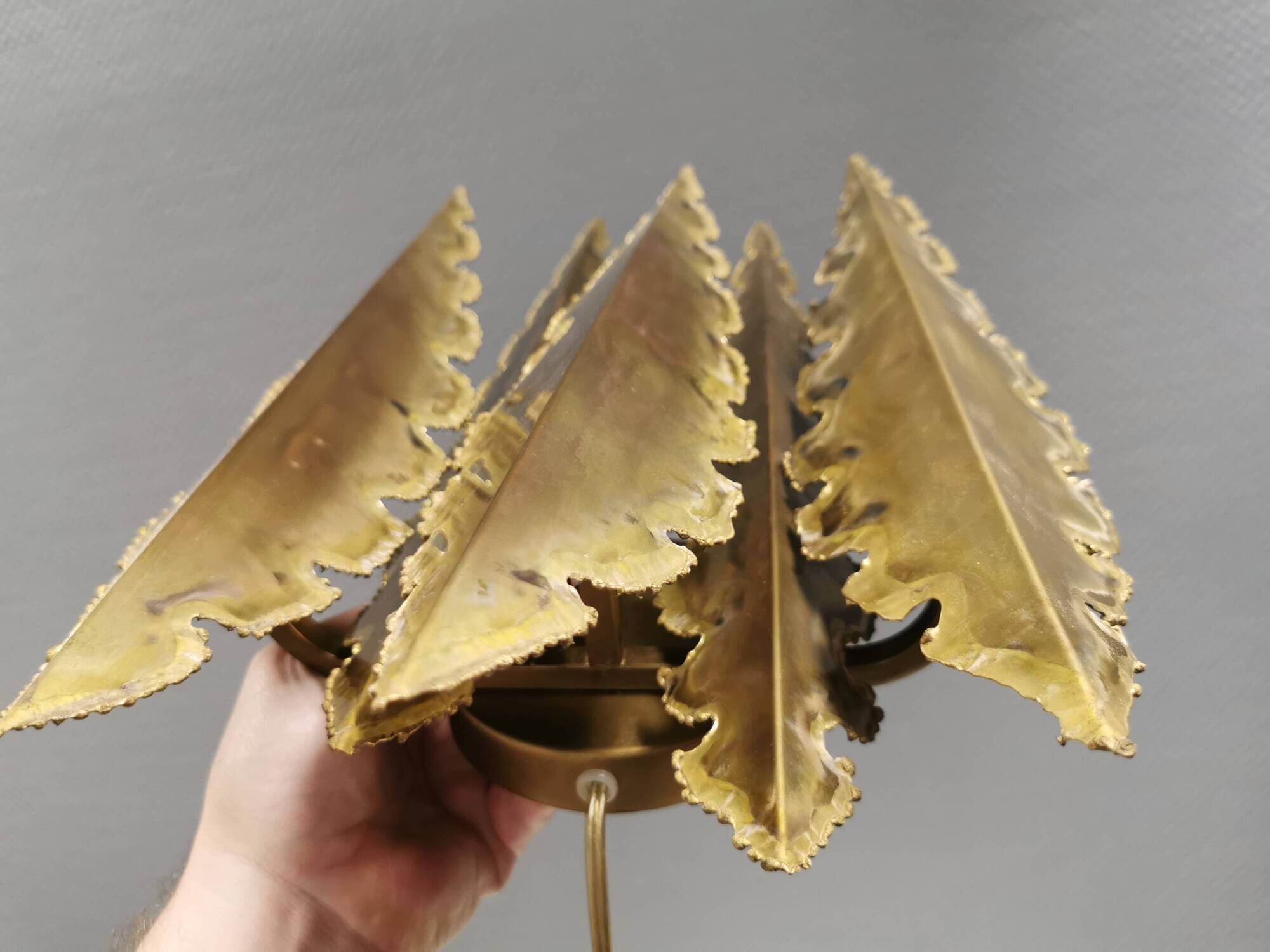HUGE Brutalist Brass Wall Lamp by Svend Aage Holm Sørensen, Denmark 1960s