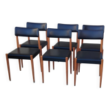 6 vintage faux leather and Scandinavian wood chairs