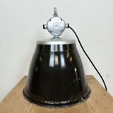 Industrial black enamel factory pendant lamp, 1960s