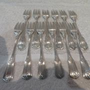 12 silver plated cake forks, goldsmith sfam, empire style