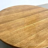 Circular coffee table in solid oak, circa 1960