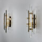 Pair of wall lamps Venini glass from Murano Italy 1970