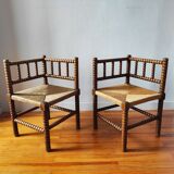 Paire de chaises anciennes bois tourné bobine