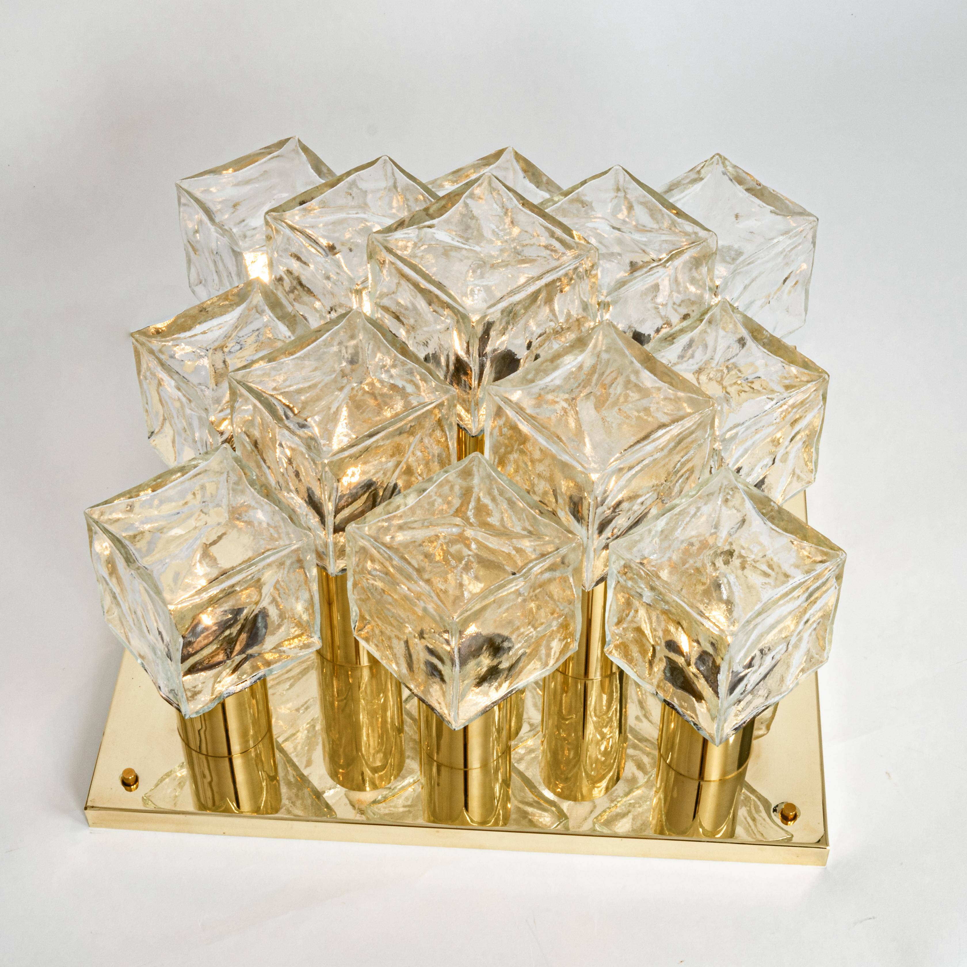 Plafonnier en verre glace Murano par Kalmar, Autriche, années 1960