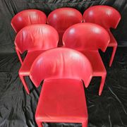 Suite de 6 chaises Cassina en cuir rouge