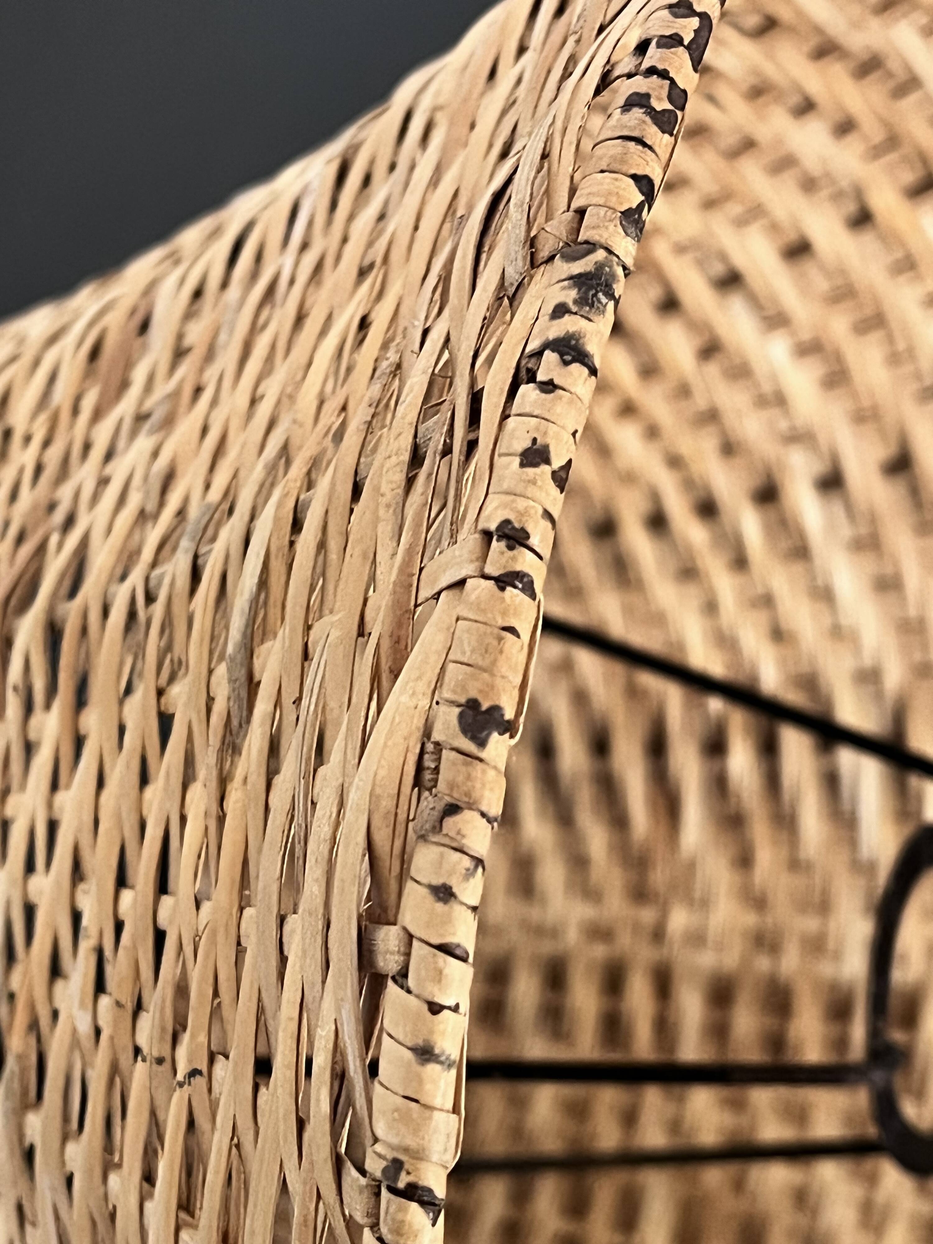 Pair of large Scandinavian rattan lamps from the 80s