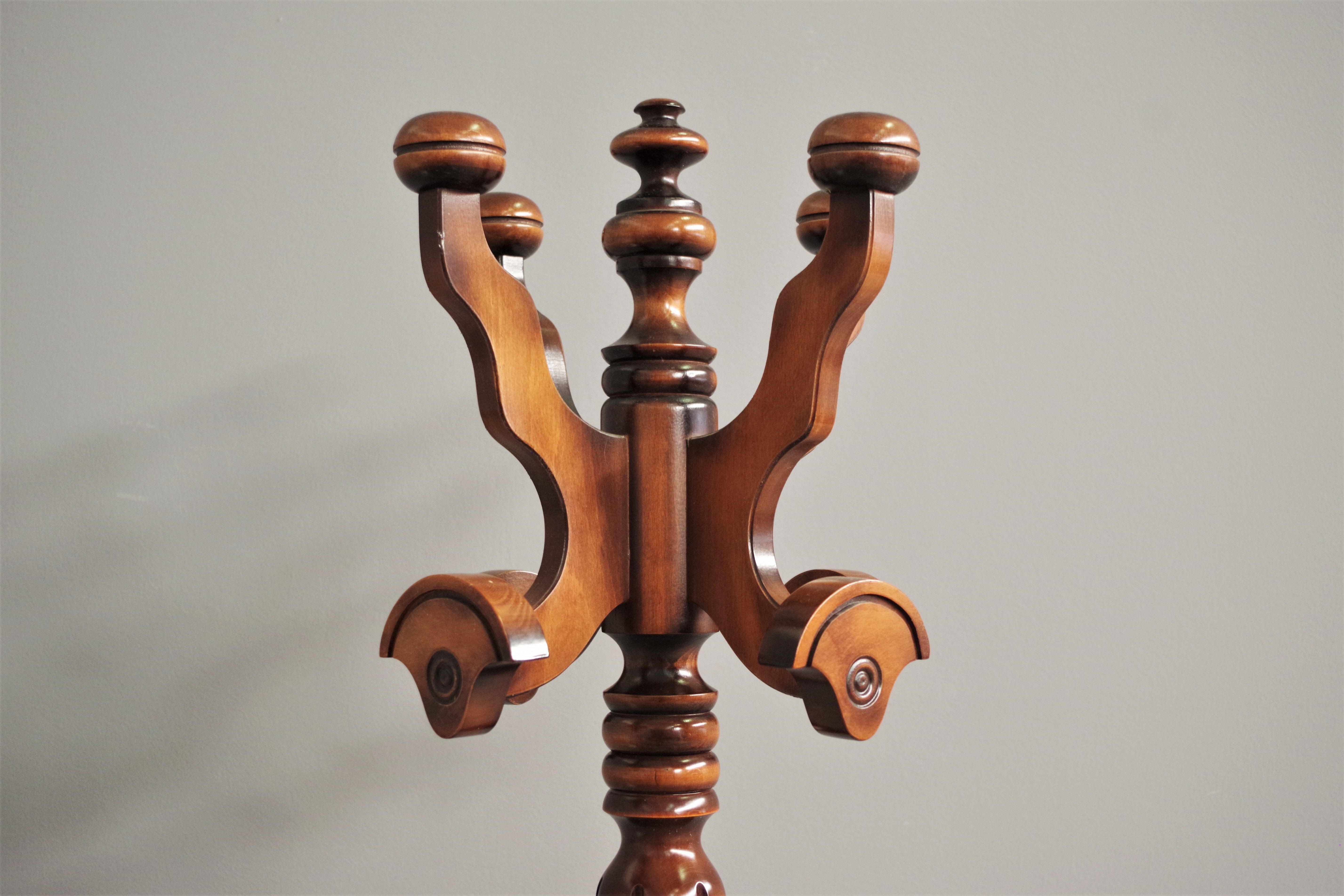 Column hanger in walnut turned beech, 1970s