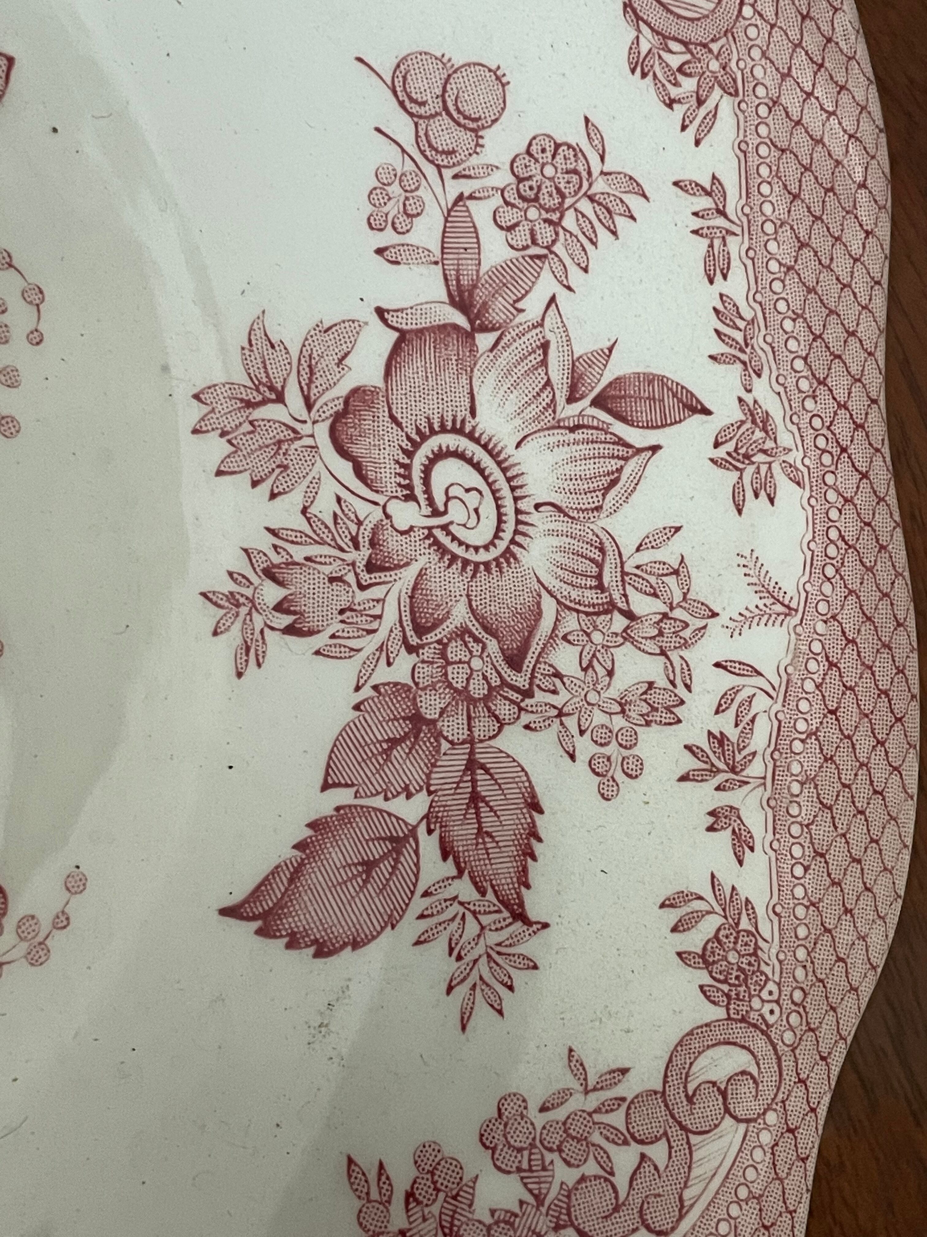 Lot de 8 assiettes faïence Wedgwood modèle faisan asiatique rose