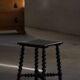Vintage Scandinavian Stool Painted in Dark Green and Dark Red Wood, Folk Style, 1940s
