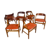 Ensemble de 6 chaises modèle 71 par Henning Kjærnulf pour Boltinge Stolefabrik, années 1960
