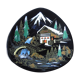 Assiette en faïence émaux de Longwy décor de montagne et chalet, années 60/70 Vintage