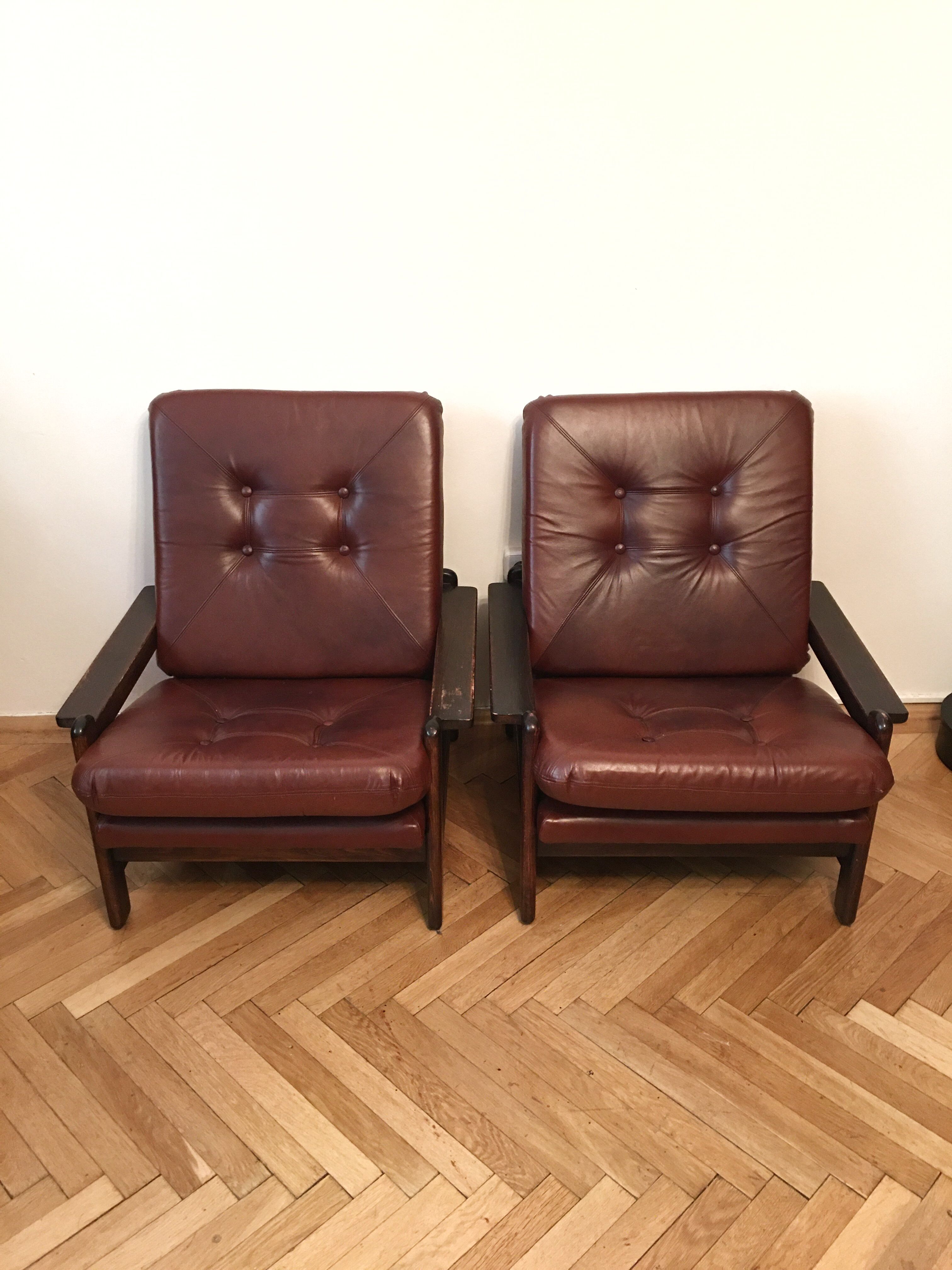 Brown vintage armchairs, 1960s