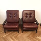 Brown vintage armchairs, 1960s
