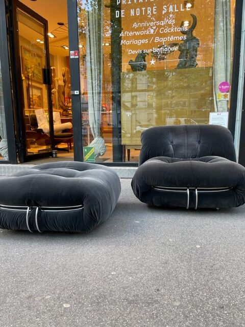Fauteuil et ottoman modèle Soriana de Tobia Scarpa édition Cassina