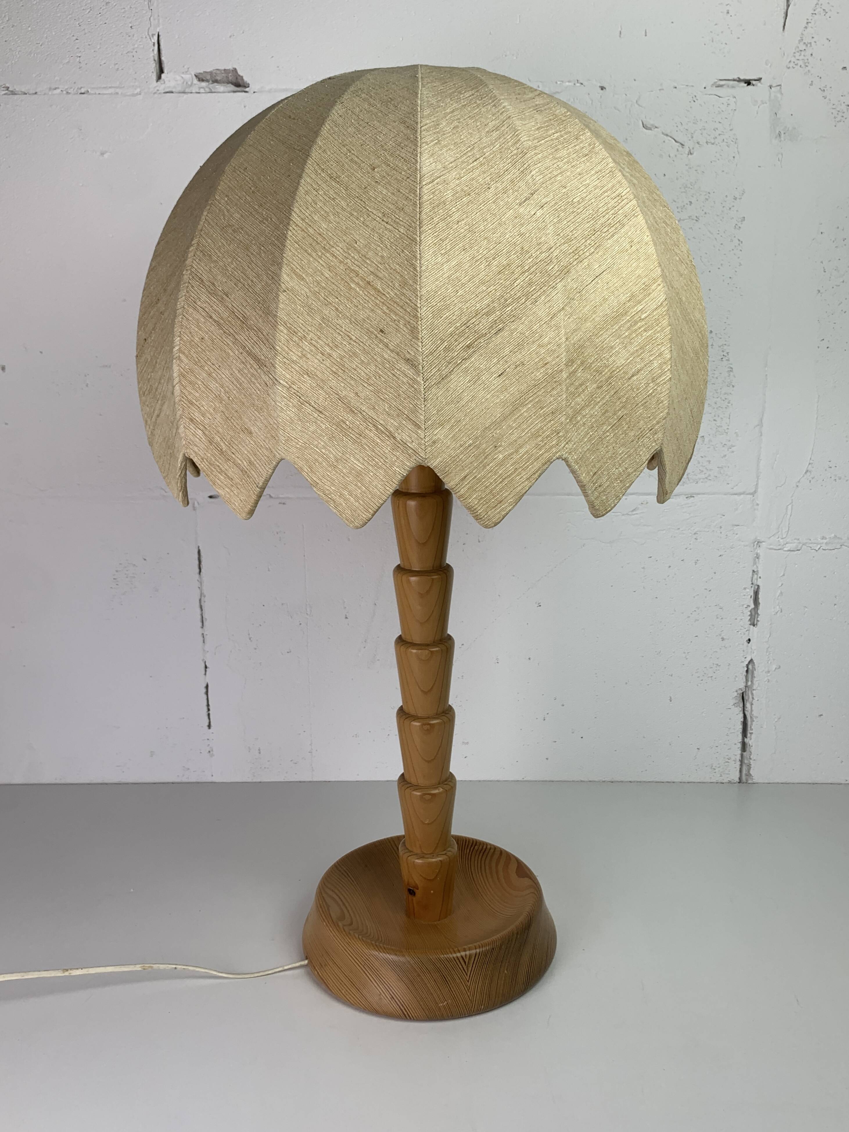 XL pine palm table mushroom lamp by Temde Switzerland, 1970s