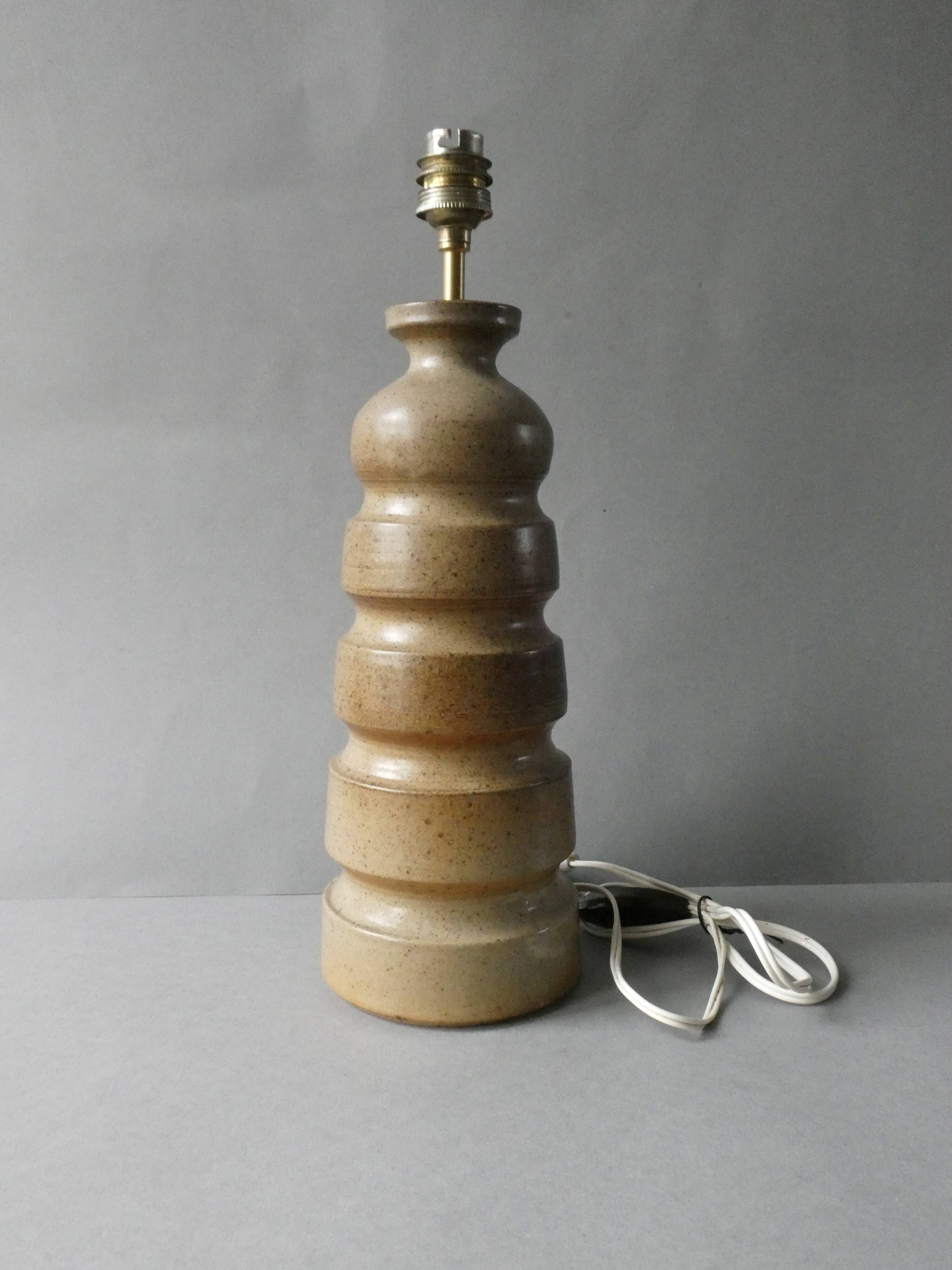 Large stoneware lamp base, signed Jean-Luc Noël, 1980s-90s