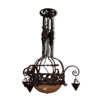 Wrought iron hanging lamp