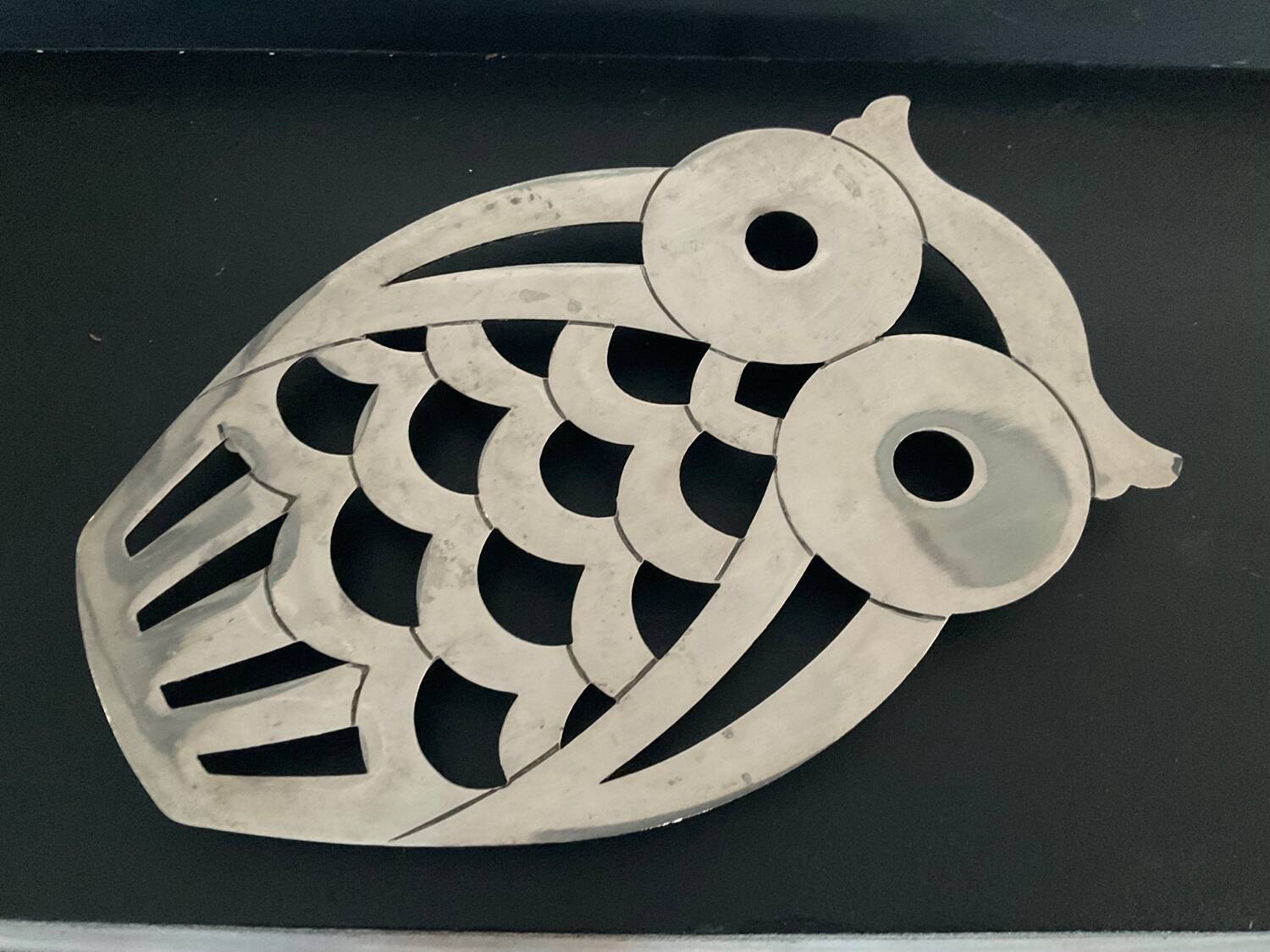 Vintage owl trivet FB Rogers Italy