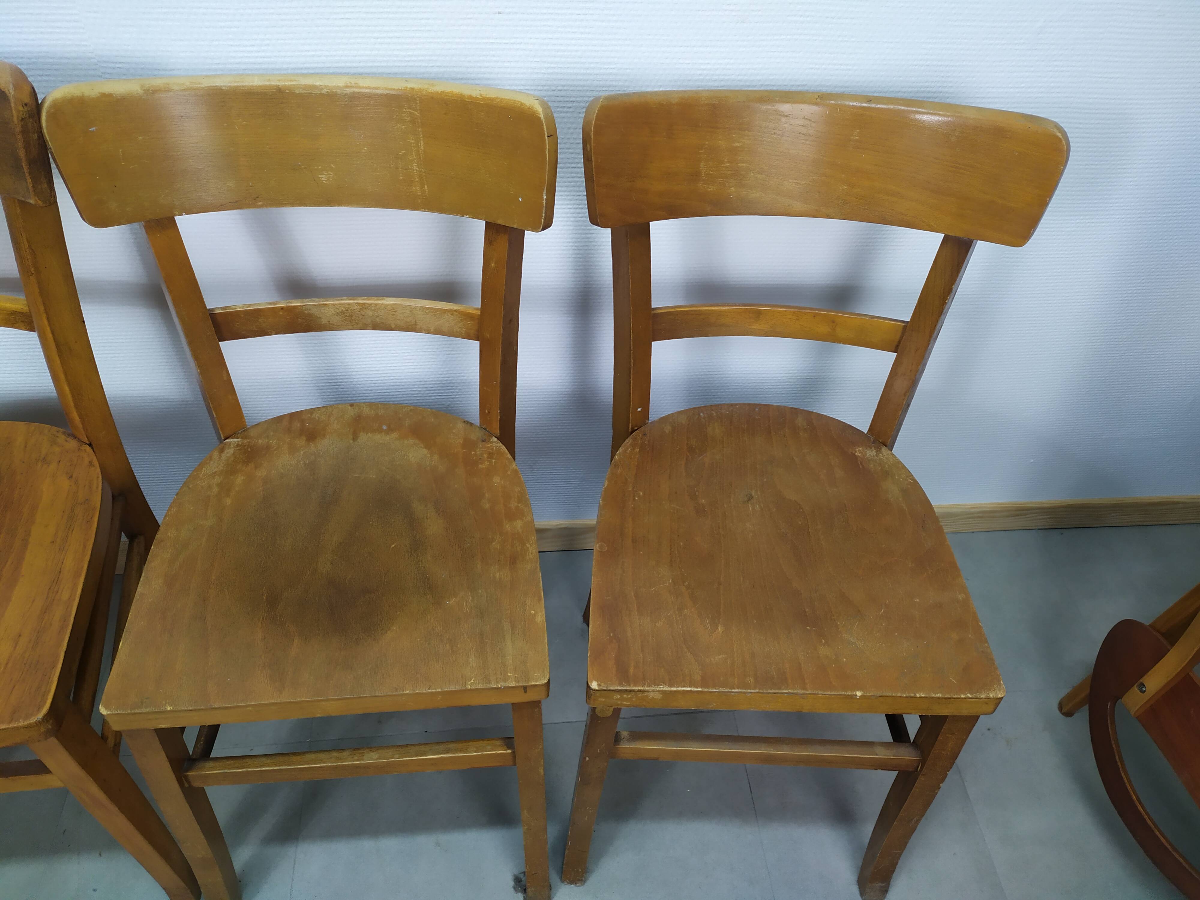 Set of 4 vintage wooden bistro chair