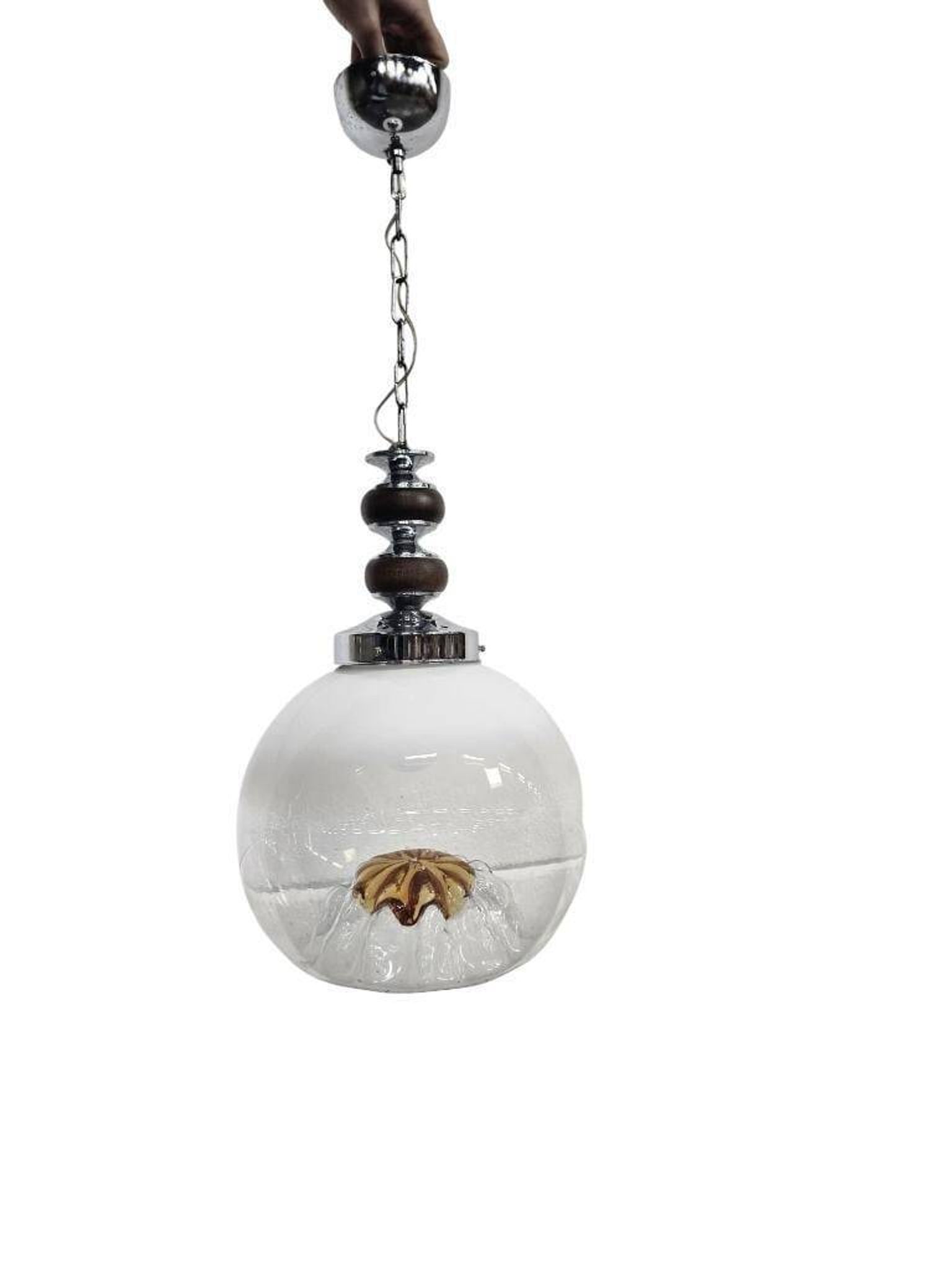 Vintage glass globe lamp / pendant lamp by Carlo Nason for Mazzega