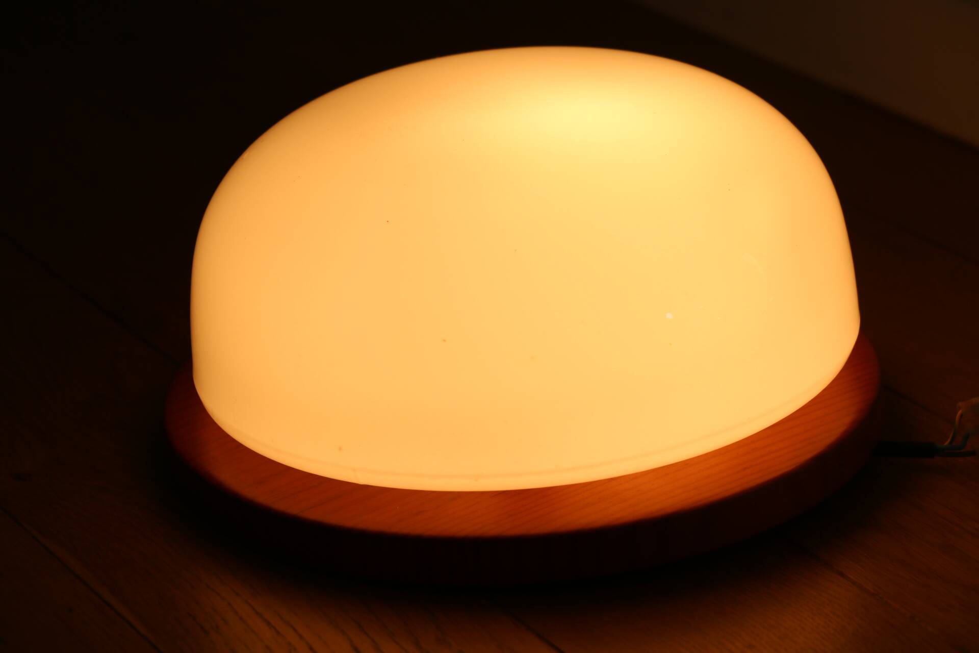 Wood and opaline wall/ceiling light