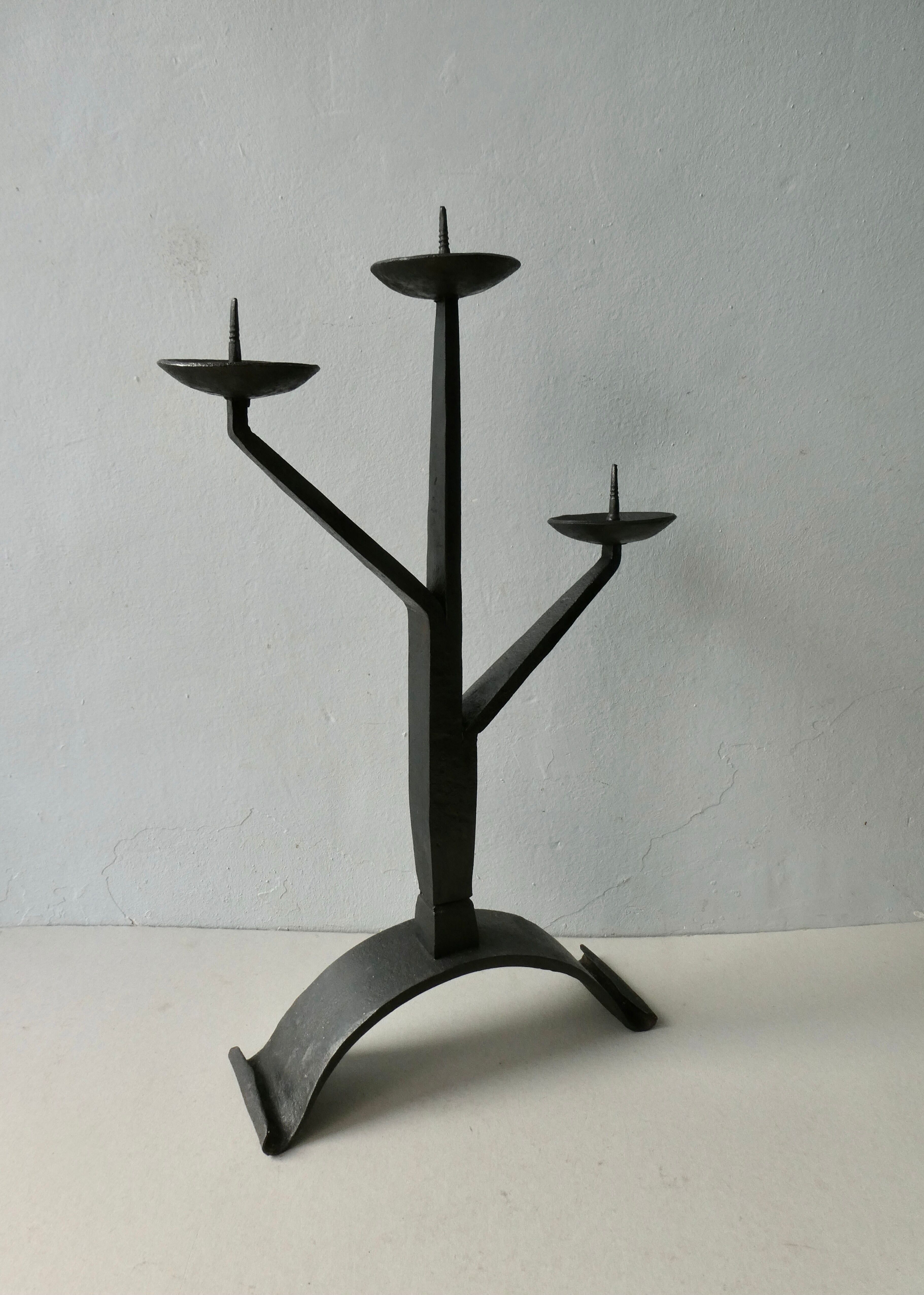 Wrought iron chandelier, brutalist style, 60s