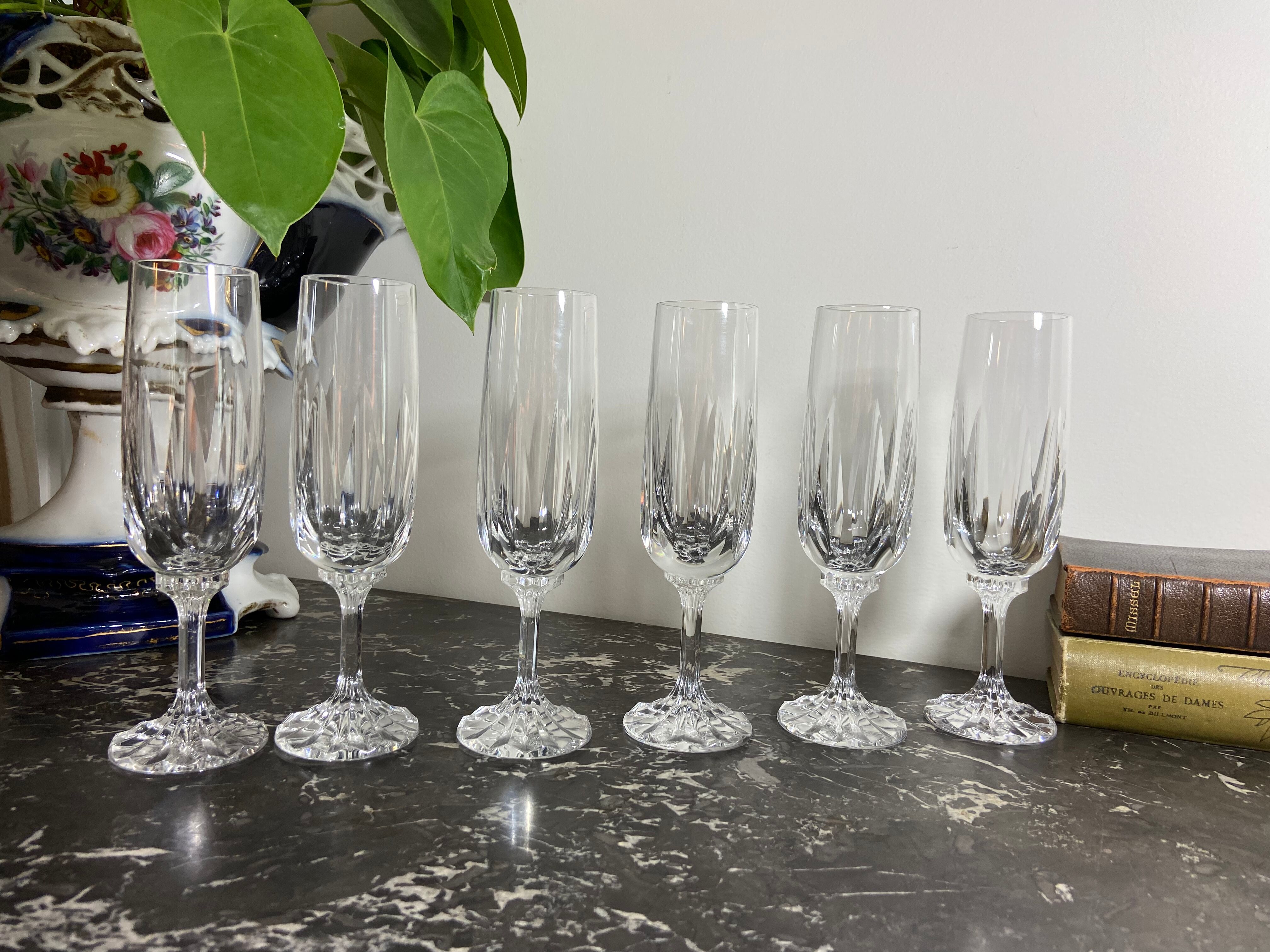 Set of 6 Champagne flutes in Villeroy and Boch crystal