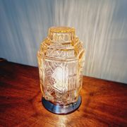 Plafonnier Art Déco Skyscraper en verre transparent rose, années 1920-30