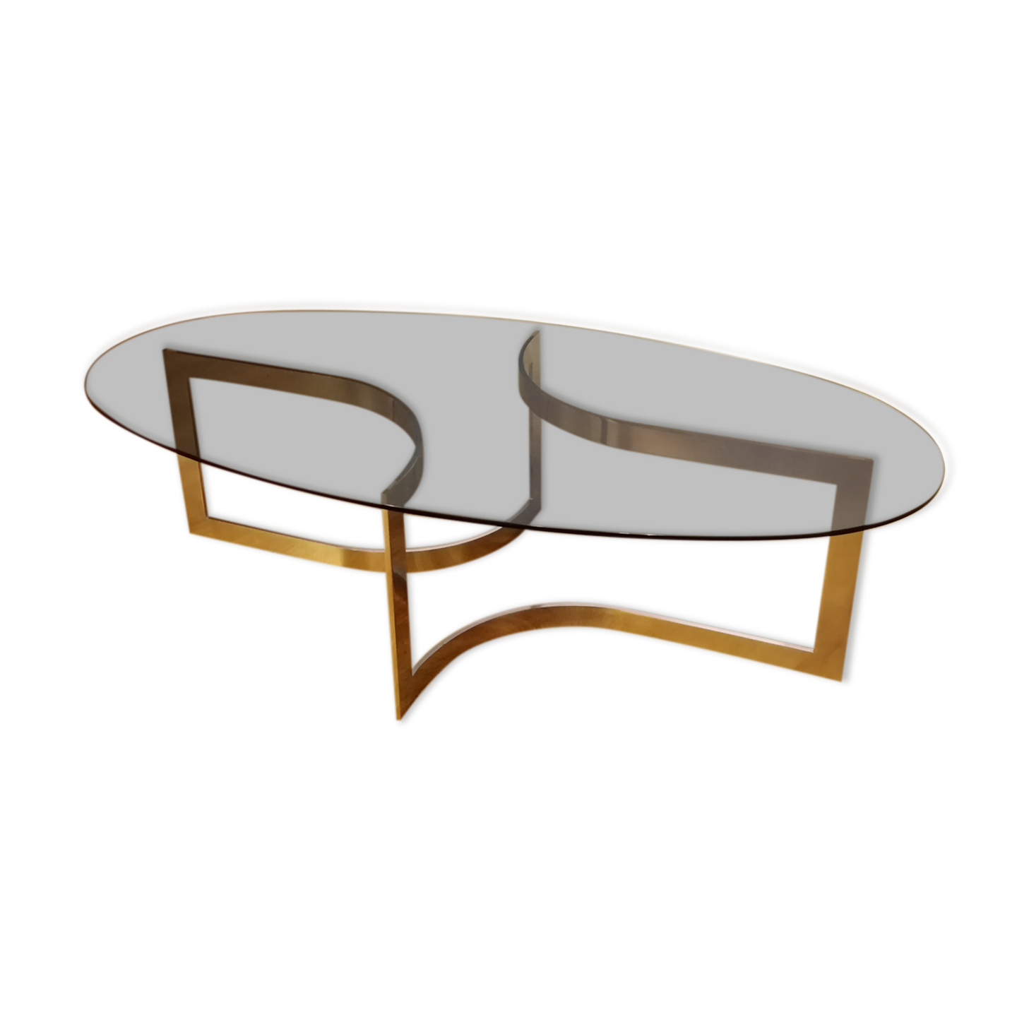 Coffee table in smoked glass and chrome by designer Paul Legeard, 70s