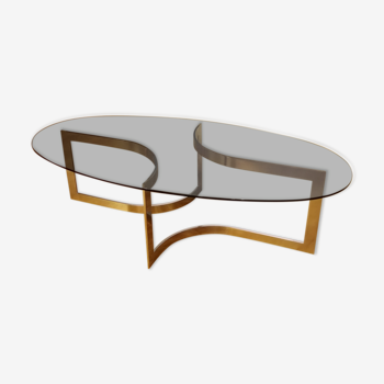 Table basse en verre fumé et chrome du designer Paul Legeard, années 70
