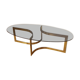 Coffee table in smoked glass and chrome by designer Paul Legeard, 70s