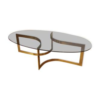 Coffee table in smoked glass and chrome by designer Paul Legeard, 70s