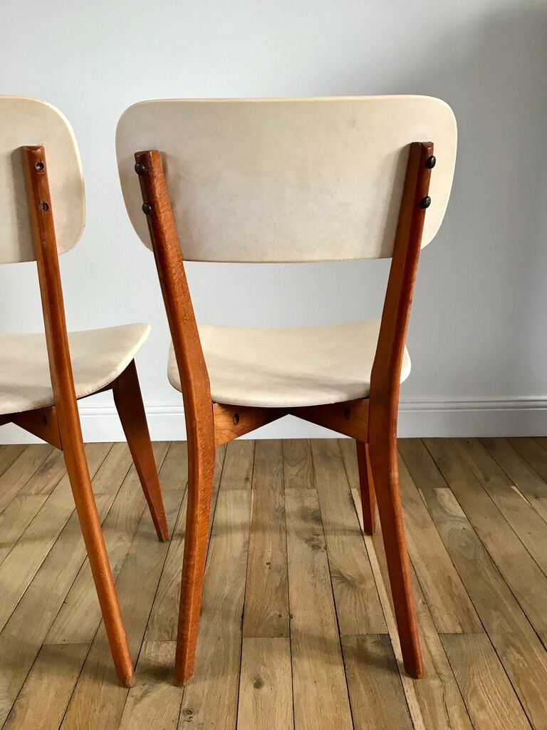 Pair of scandinavian chairs in skaï 50s