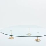 Table basse brutaliste fer forgé doré feuille d’or 1970