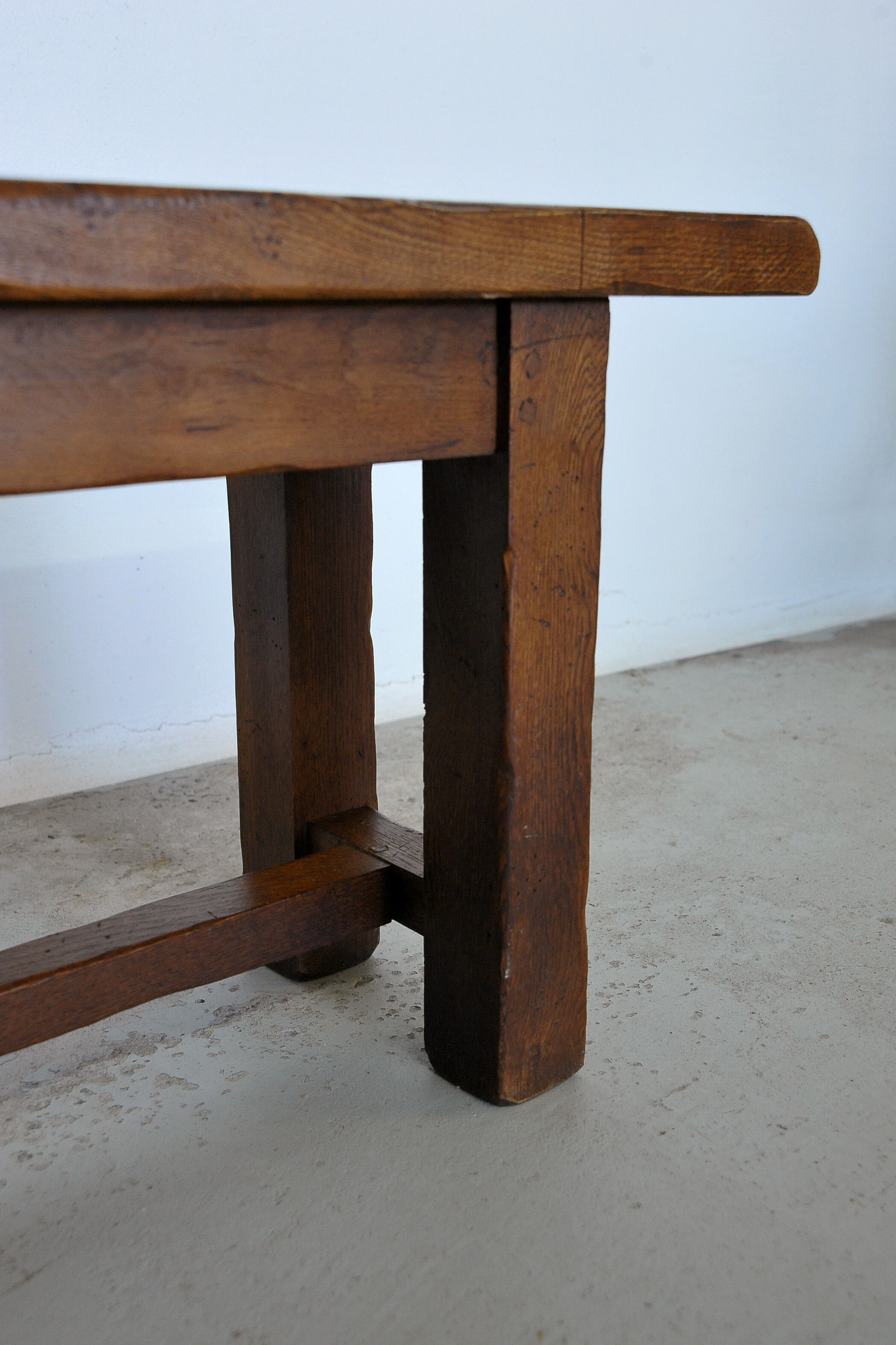 Minimalist bench made of solid chestnut wood - 50s
