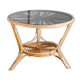Table d'appoint vintage en rotin et verre fumé, France 1970